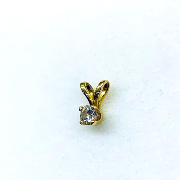 Jewelry - 14K Gold 0.05 CT Lab Diamond Solitaire Charm Pendant